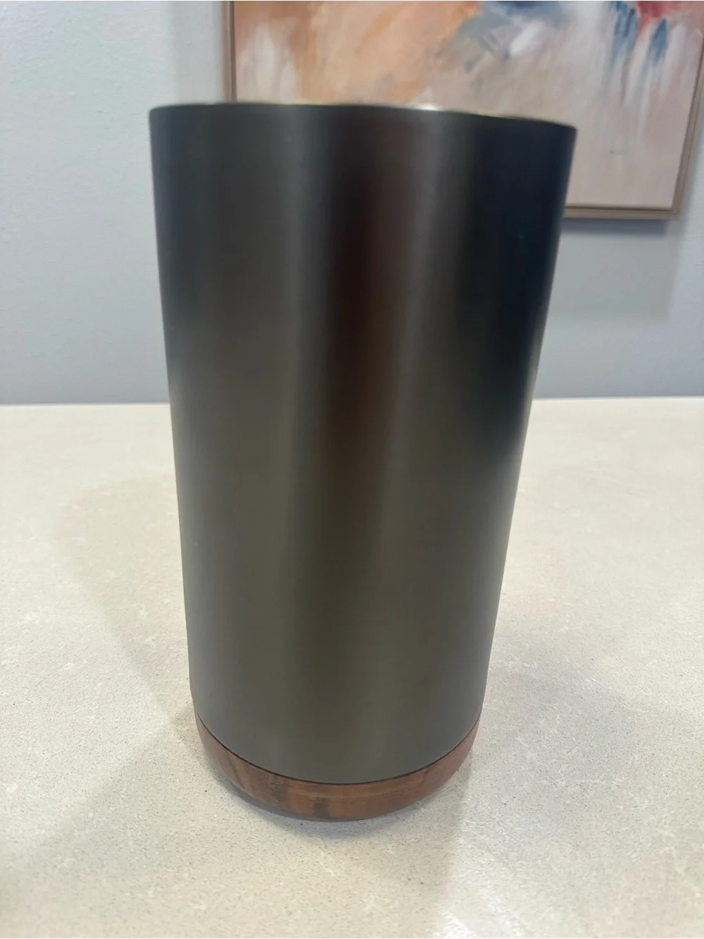 Crate & Barrel Exclusive Fenton Graphite and Wood Wine Cooler